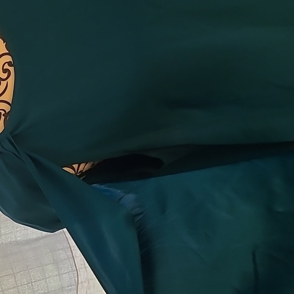 Amanda Uprichard sz large teal cape wing sleeve silk dress new with tags - Picture 2 of 12